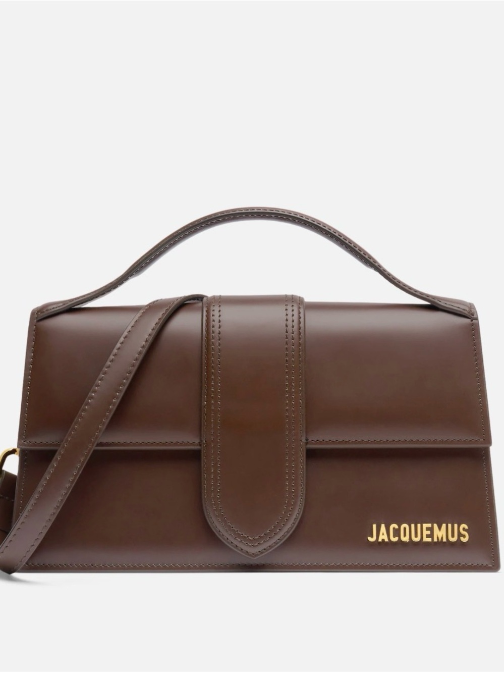 Jacquemus Le Grand Bambino Brown Top Handle Leather Shoulder Bag with Dust Bag